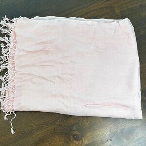 Ashley Cooper Light Pink Shawl/Wrap with Tassels & Embroidered "J" - 24 x 60"